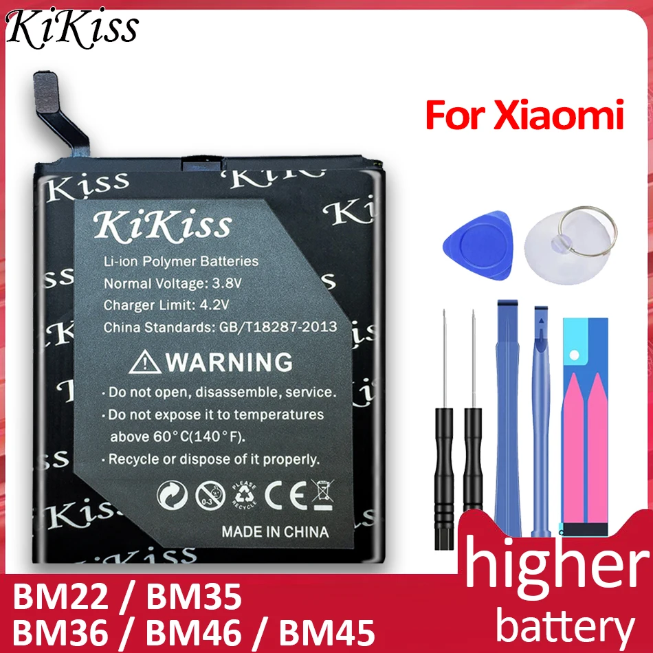 

Original kikiss BM22 BM35 BM36 BM45 BM46 Battery For Xiaomi Mi 5 4C 5S Mi5 Mi4C Mi5S Redmi Note 2 3 Pro Phone Replacement Tools