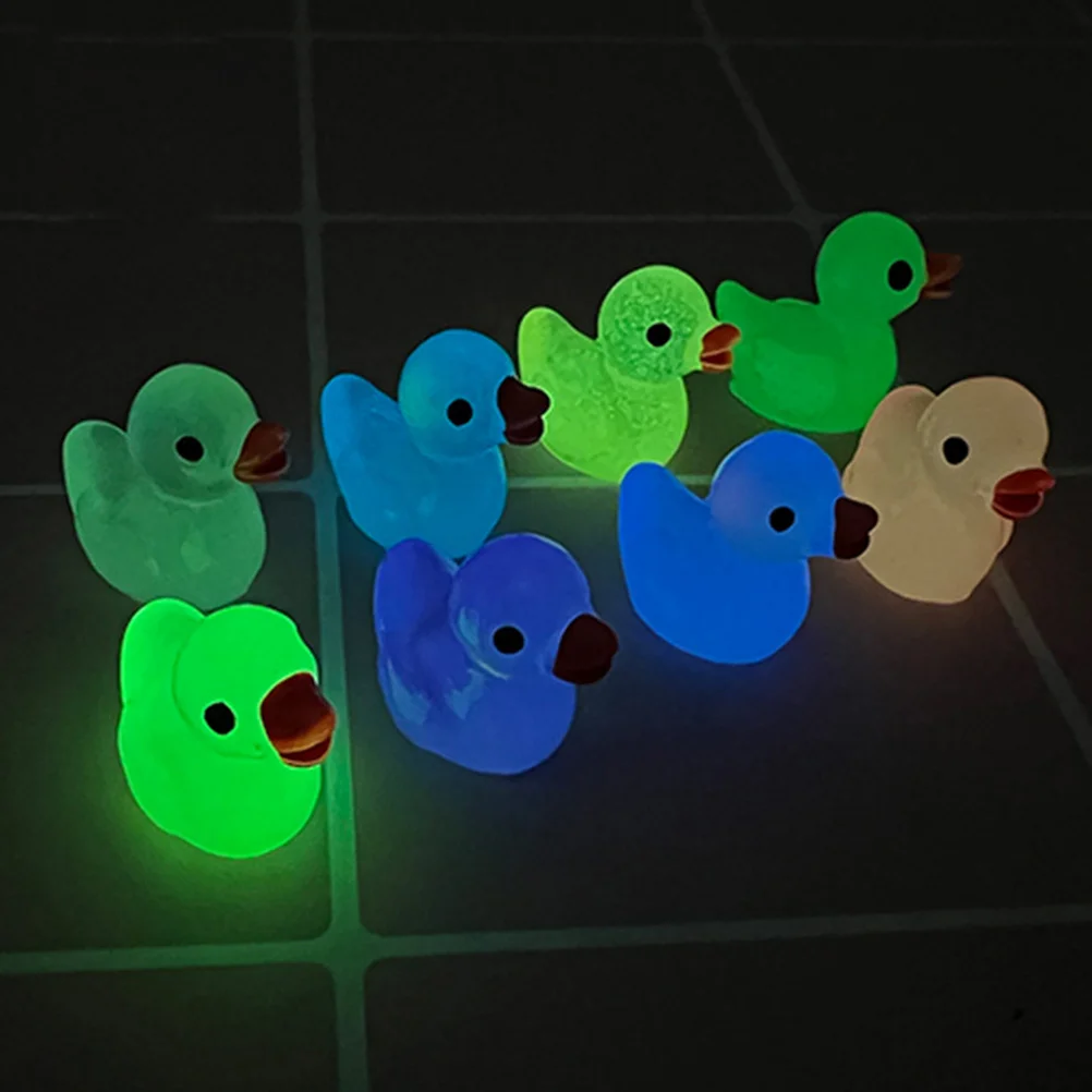 

60 Pcs Simulated Duck Pendant Dollhouse Ornaments Miniature Animals Figures Resin Luminous Decorative Small Ducks