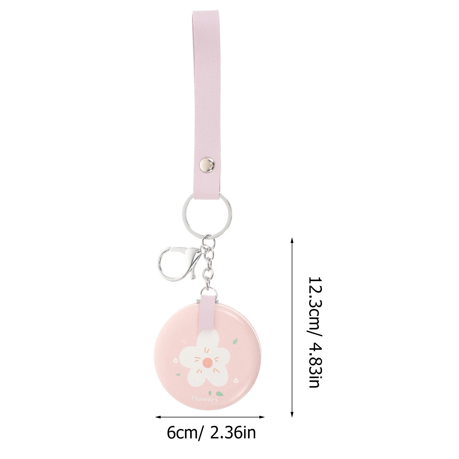 قطعة واحدة من مرآة مكياج قابلة للطي، مرآة جيب محمولة صغيرة دائرية على الوجهين مع حلقة مفاتيح معدنية للسفر #6