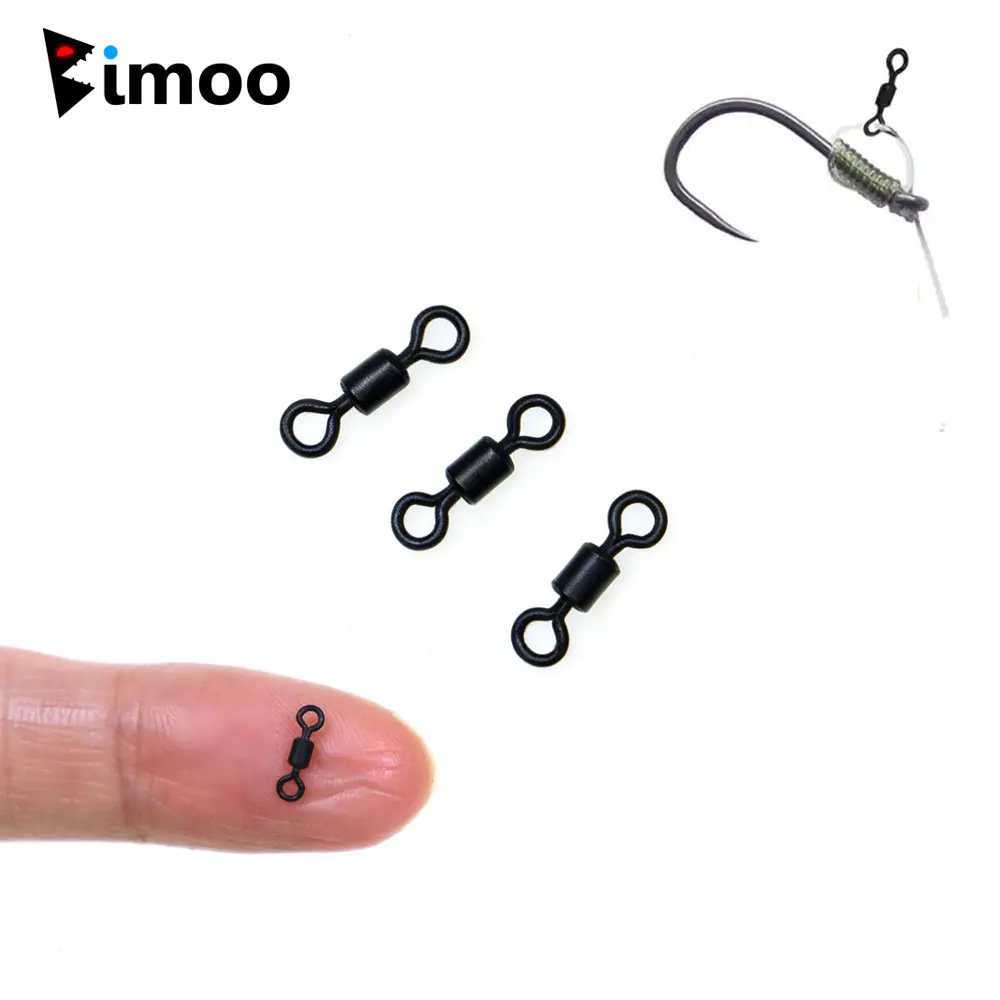 Bimoo 30 Stück Mini-Rig-Wirbel für Karpfenangeln, für D-Rig, Chod & Hinged Stiff Rigs, mattschwarz, Angelzubehör