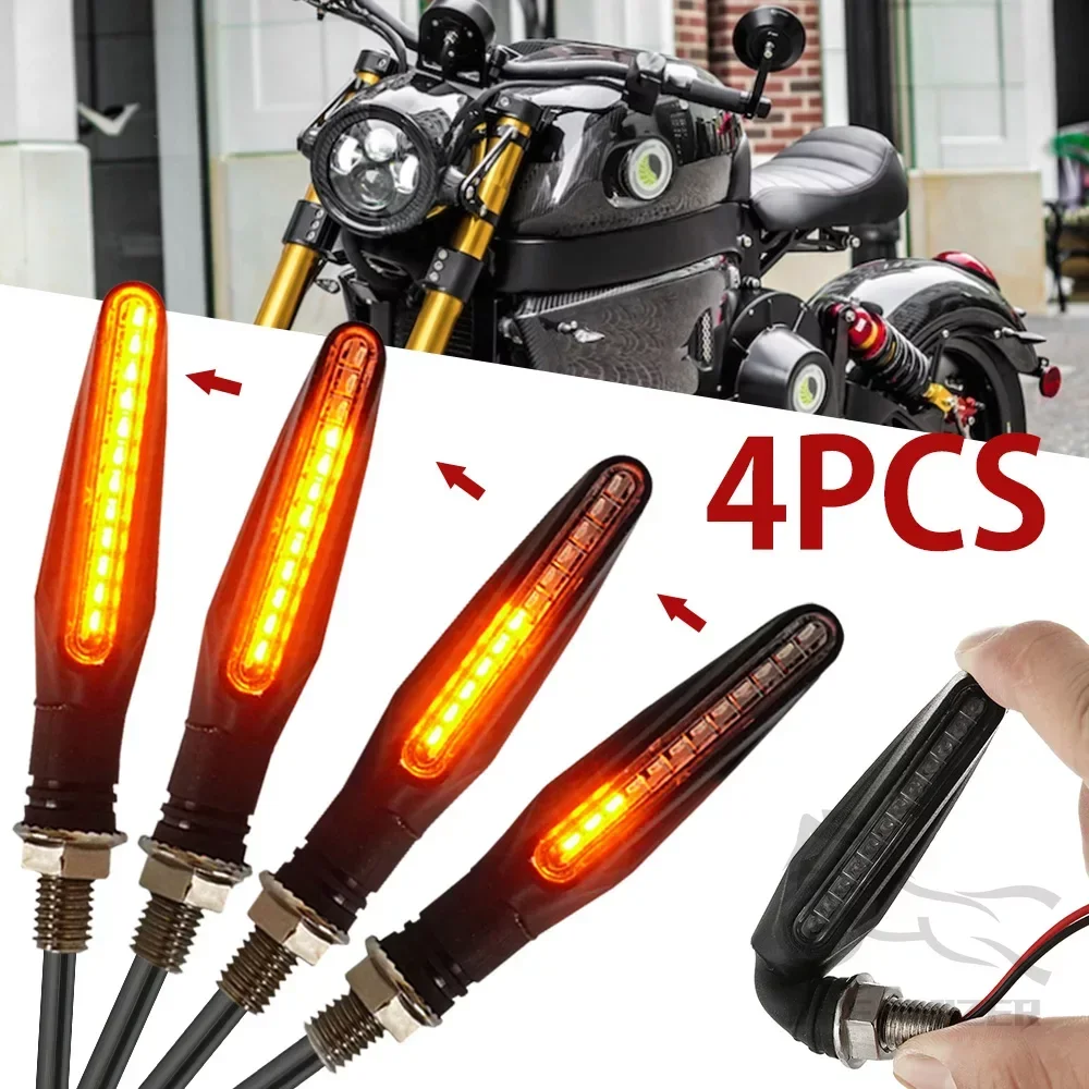 2/4 Motorcycle 12V LED Turn Signal Indicators Blinker Light Flashing Light For Kawasaki KLR650 ZZR600 Ninja ZX7R ZX6R 650 750R