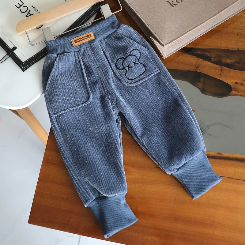 Autumn and Winter Baby\'s New Pants Boys and Girls\' Plush Casual Pants Children\'s Warm and Thickened Pants