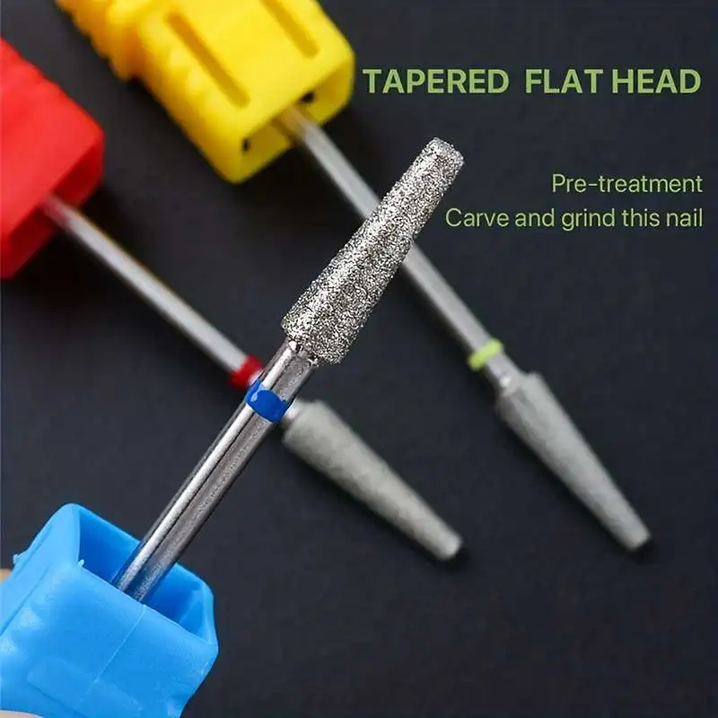 4PCS Tapered Diamond Nail Drill Bits Cuticle Clean Milling Cutter for Electric Manicure Drill Nails Accessories