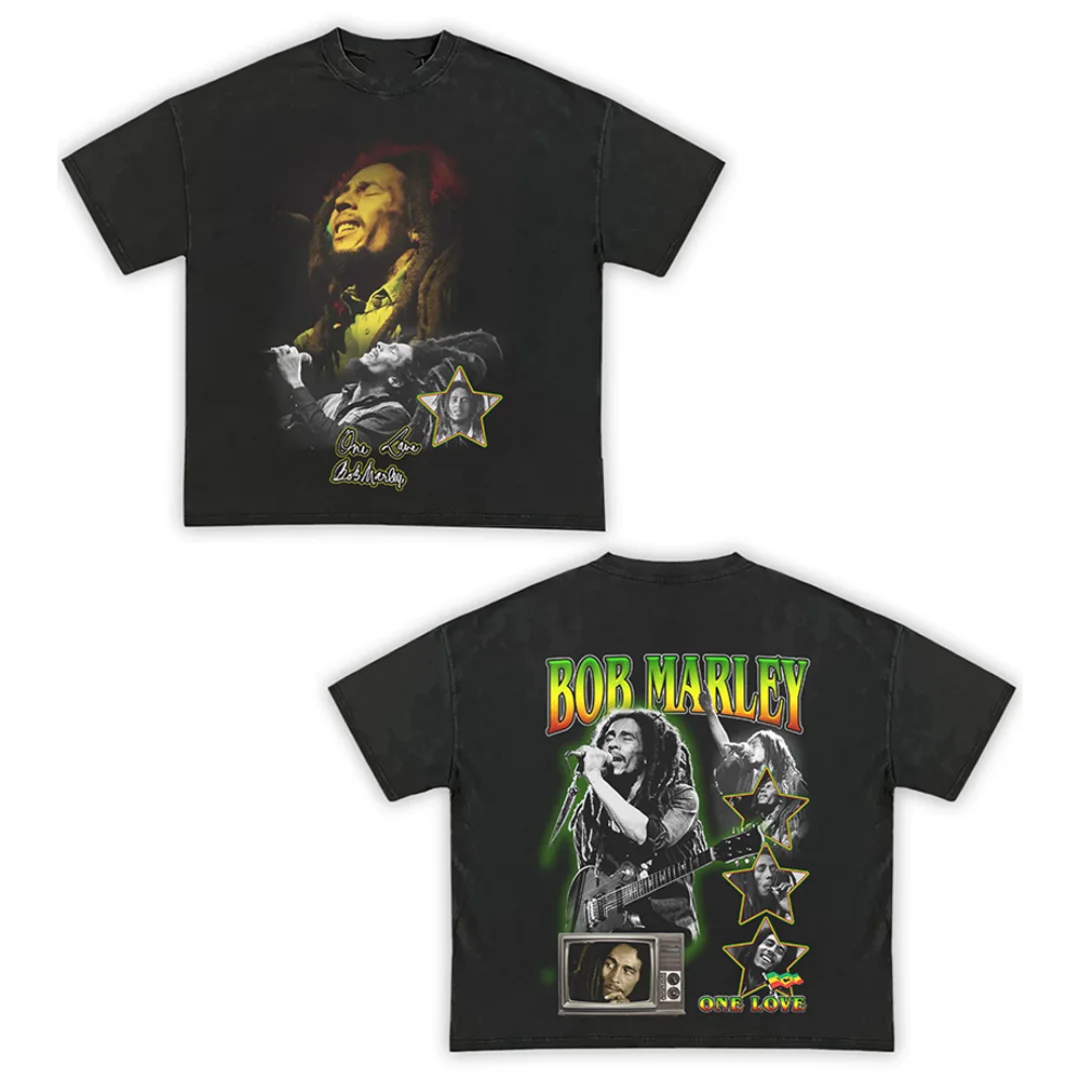 الفرقة مزدوجة الوجهين التوقيع جولة الجرافيك المحملة الرجال غسلها تي شيرت الذكور الرجعية روك تحت عنوان عادية مريحة الشارع الشهير التي شيرت