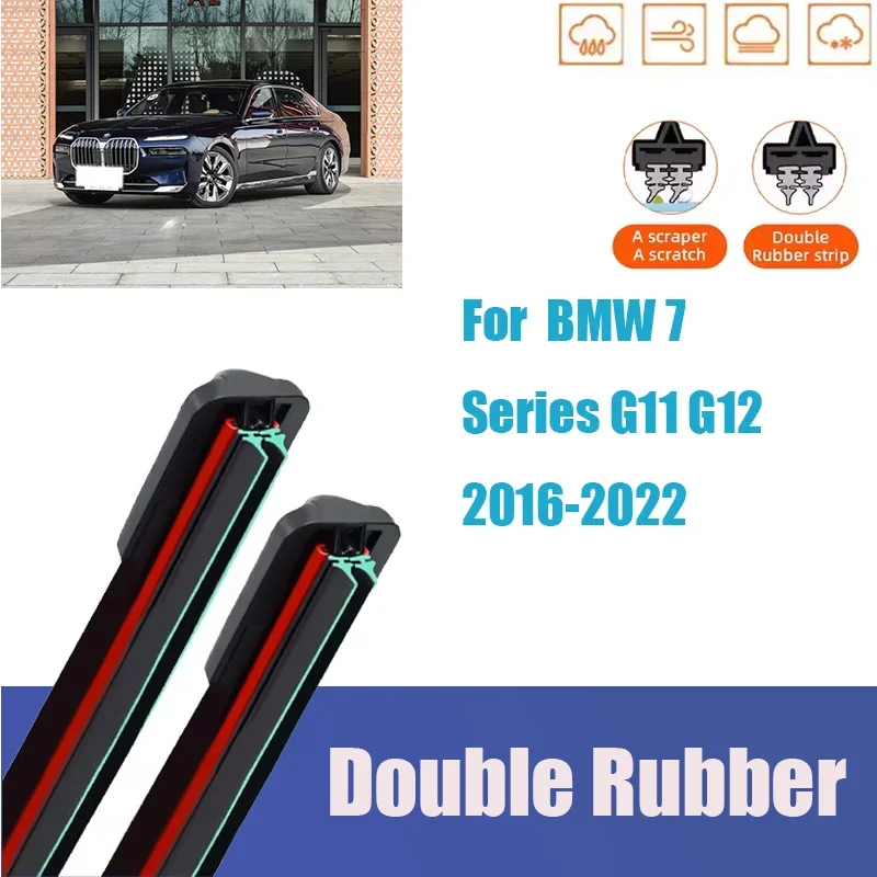 

For BMW 7 Series G11 G12 2016-2020 Front Wiper Patrs Blades Boneless Frameless Soft Rubber Cleaning Autos Accessories Mute
