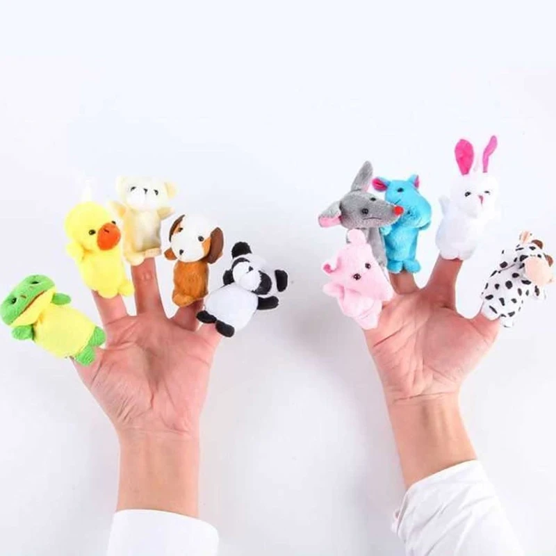 Kawaii Plush Toys para Crianças, Finger Doll, Desenhos Animados, Coelho, Panda, Dinossauro, Animal, Finger Puppet, Favor de Criança, 1 Pc, 10Pcs