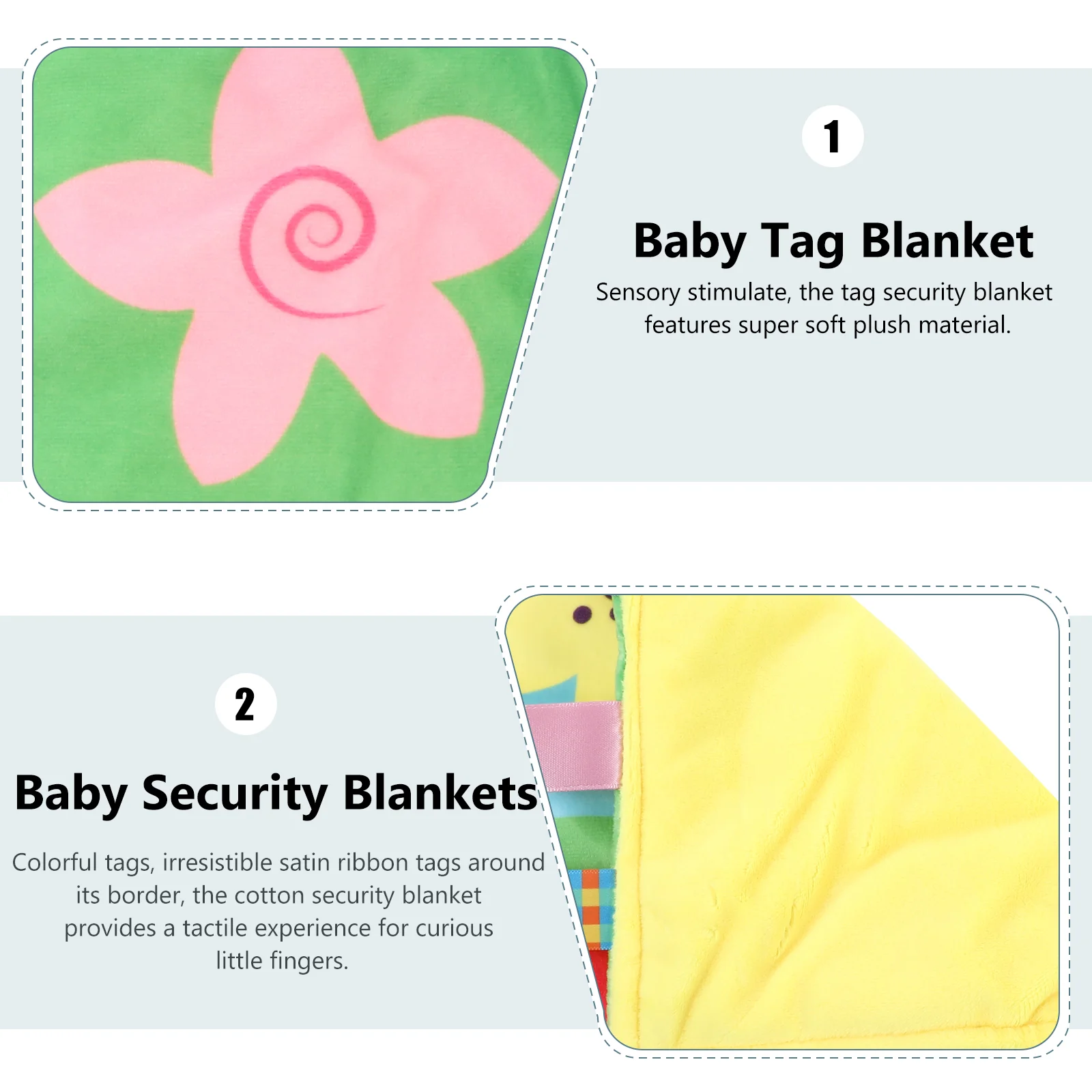 Soothing Towel Plush Blanket for Newborn Tag Security Baby Blankets Comforter Taggy with Tags Labels