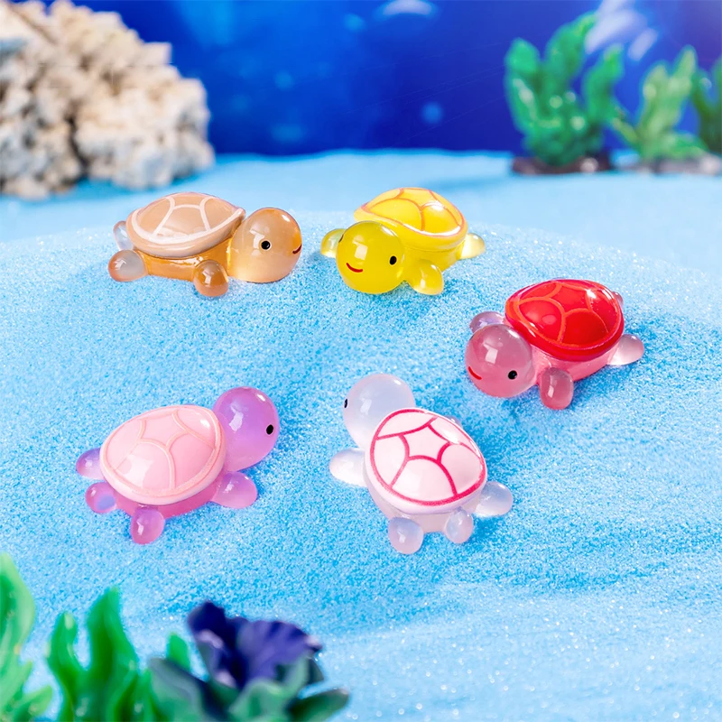 Cute Cartoon Resin Luminous Turtle Ornament Cartoon Aquarium Fish Tank Miniature Desktop DIY Home Decoration Accessories Gifts