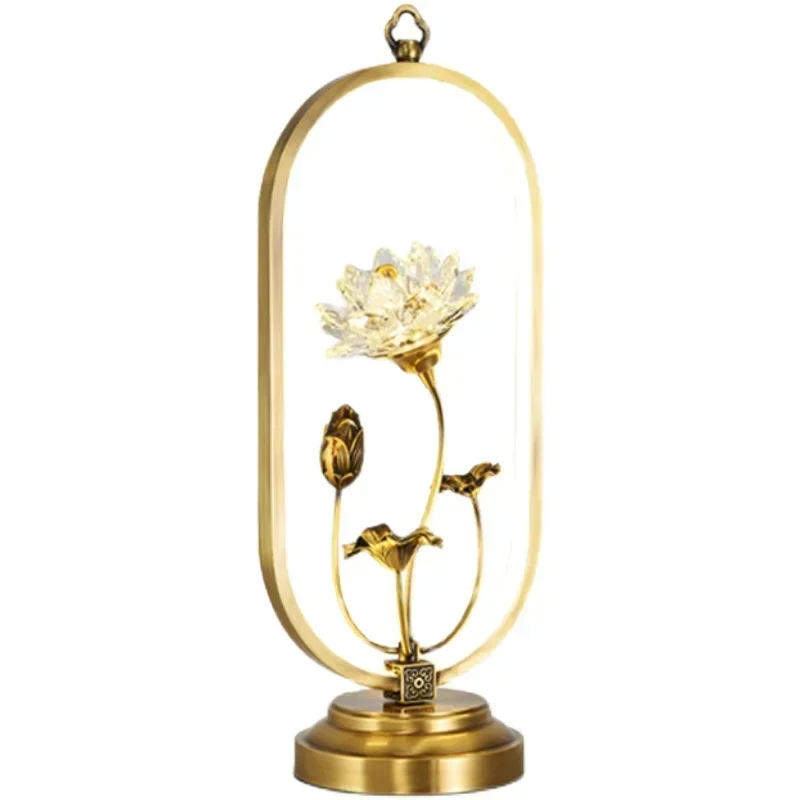 

New Chinese Table Lamp Retro Living Room Bedroom Bedside Lamp Art Chinese Style Lotus Lamp