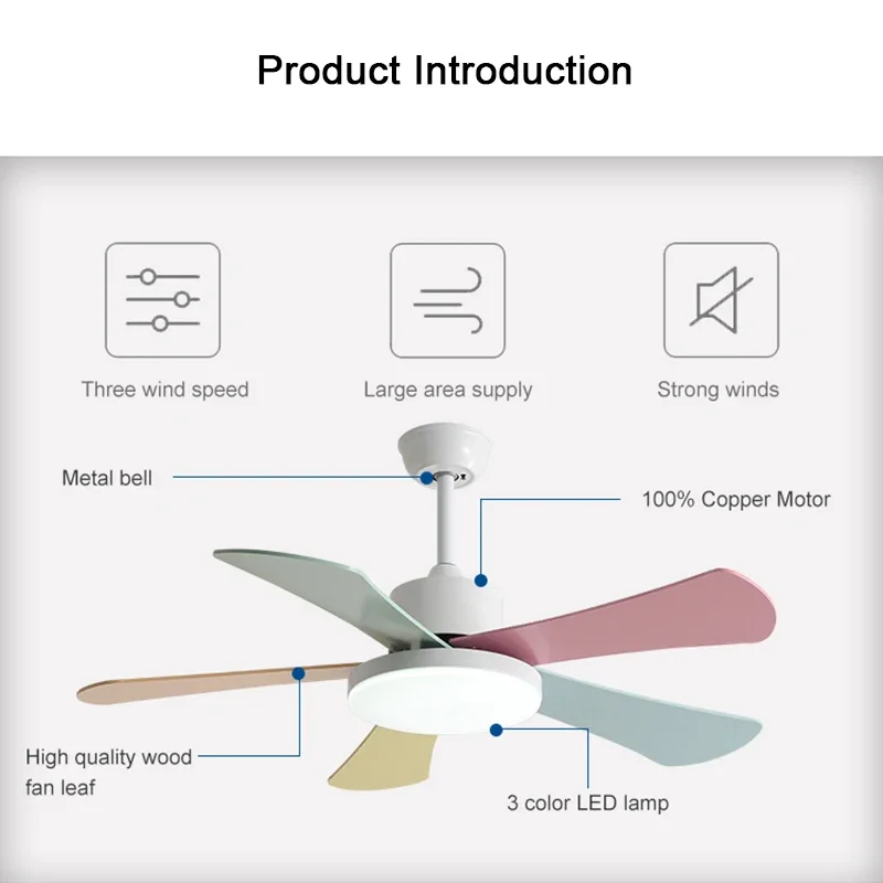 48Inch Modern 3 Wood Blade Pure Copper DC 30W Motor Ceiling Fan with 60W LED Light Support Remote Control