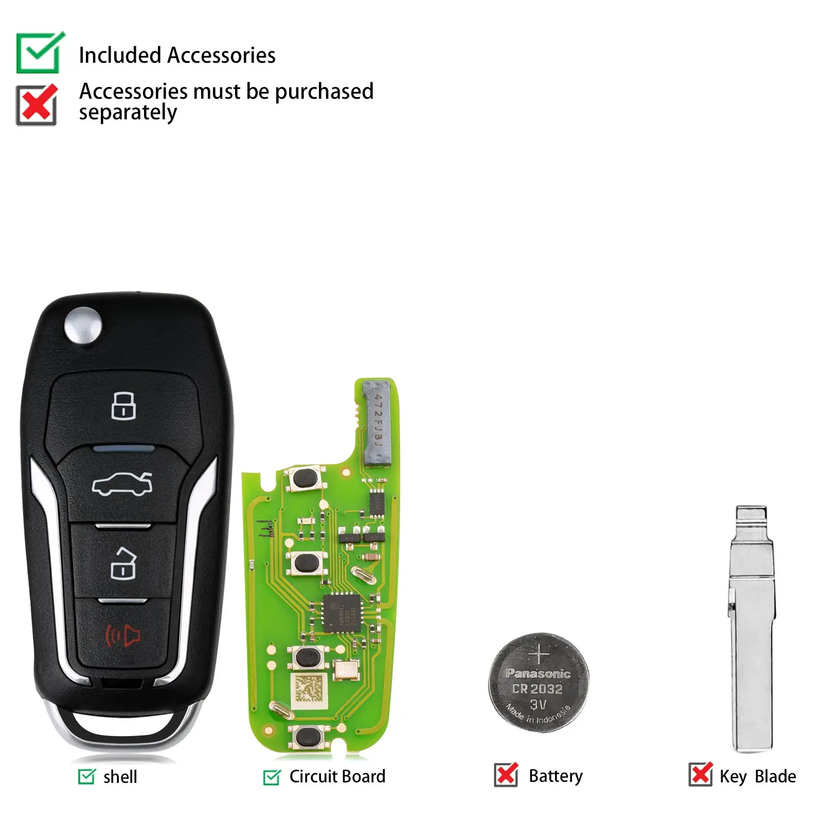 Xhorse XEFO01EN Super-Fernbedienung für Ford 4-Tasten-Klappautoschlüssel mit integriertem Super-Chip, kompatibel mit VVDI Mini Key Tool, englische Version – Detail 3