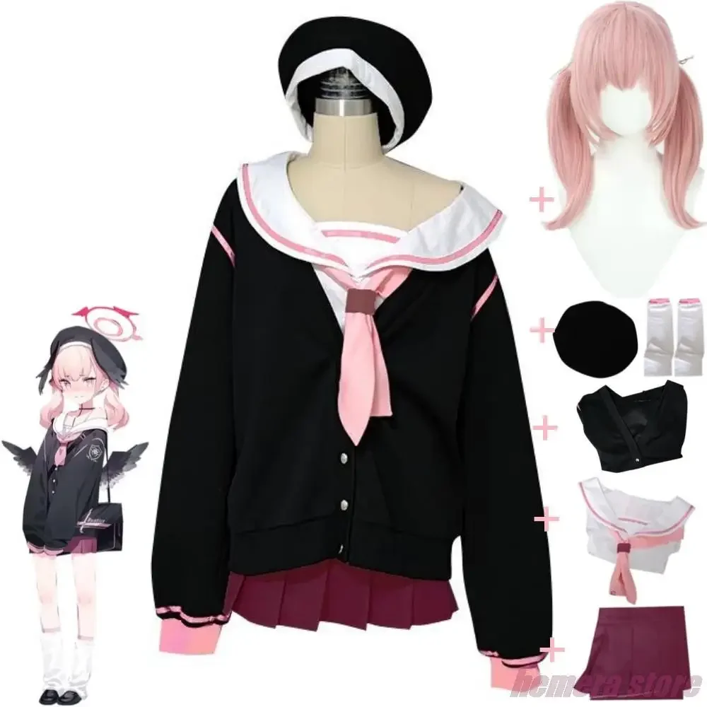 Game Shimoe Koharu Blue Archive Project MX Cosplay Costume Wig Anime Trinity General School Loli Sailor Uniform Halloween Suit