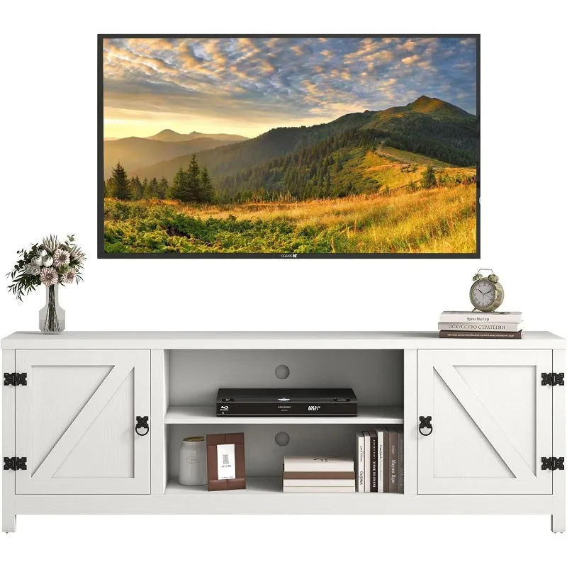 TV Stand, Entertainment Center with 2 Doors and 2 Cubby Storages Cabinets for up to 65 inch