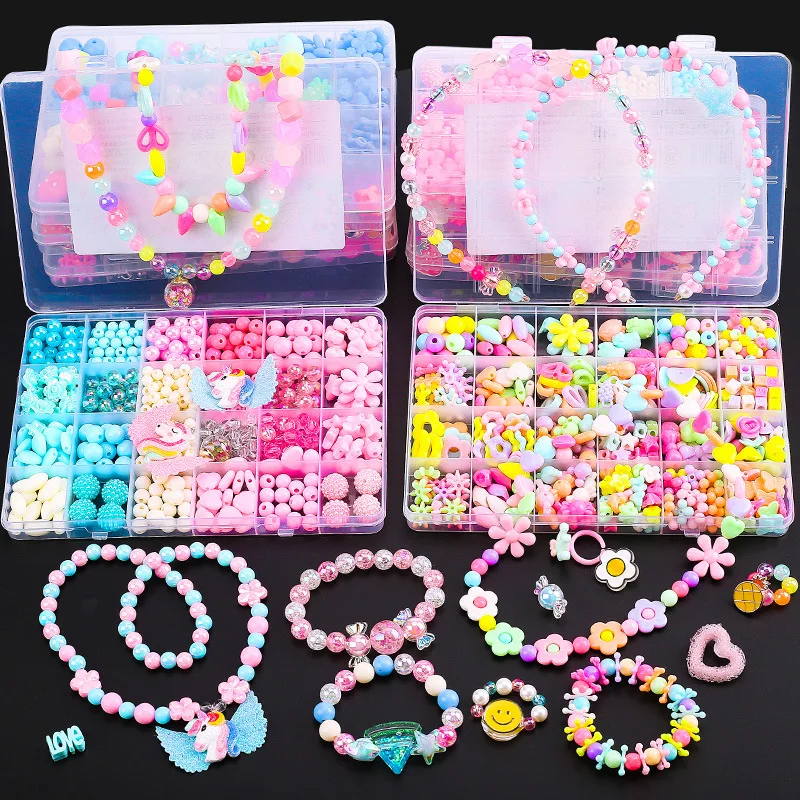 Children Beading Educational Toys Beading Hands-on Training Concentration Manual Diy Materials Accessories Girls Bracelet Gifts