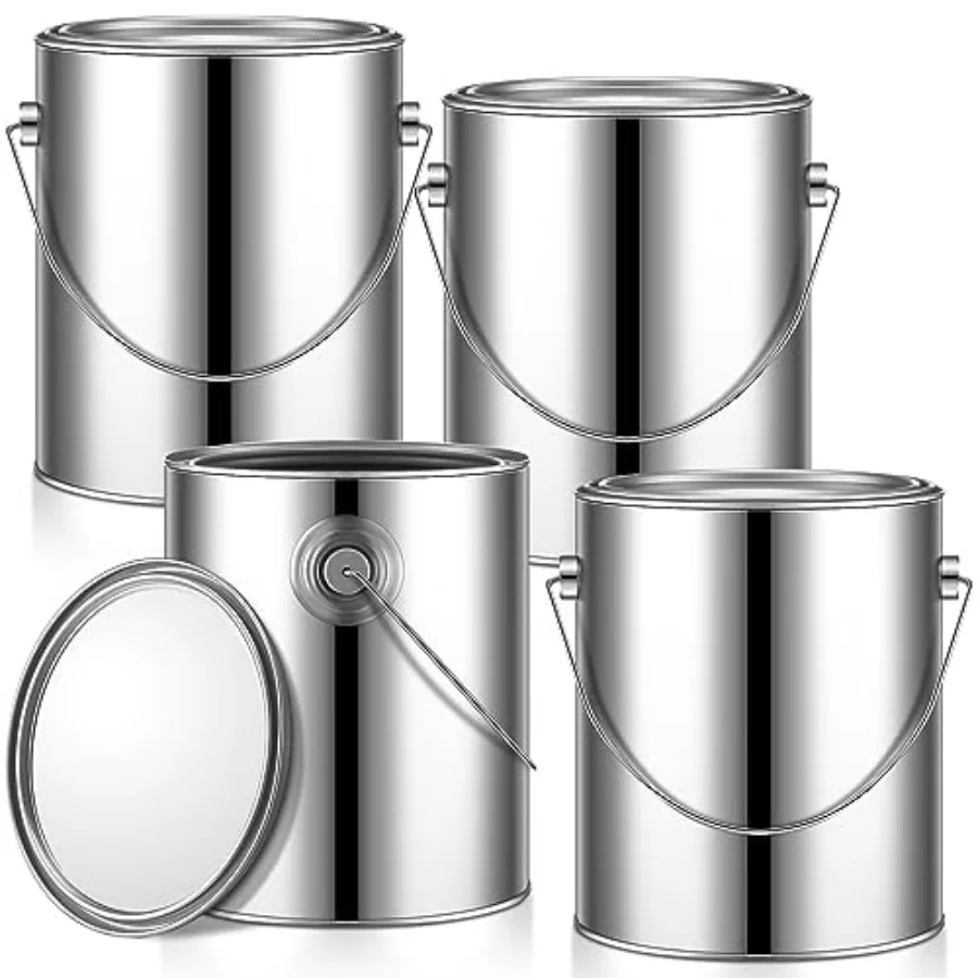 

Pcs 1 Gallon Empty Metal Paint Cans with Lids, Heavy Duty Buckets with Handles for Painting, Varnish, DIY Crafts and Storage Si