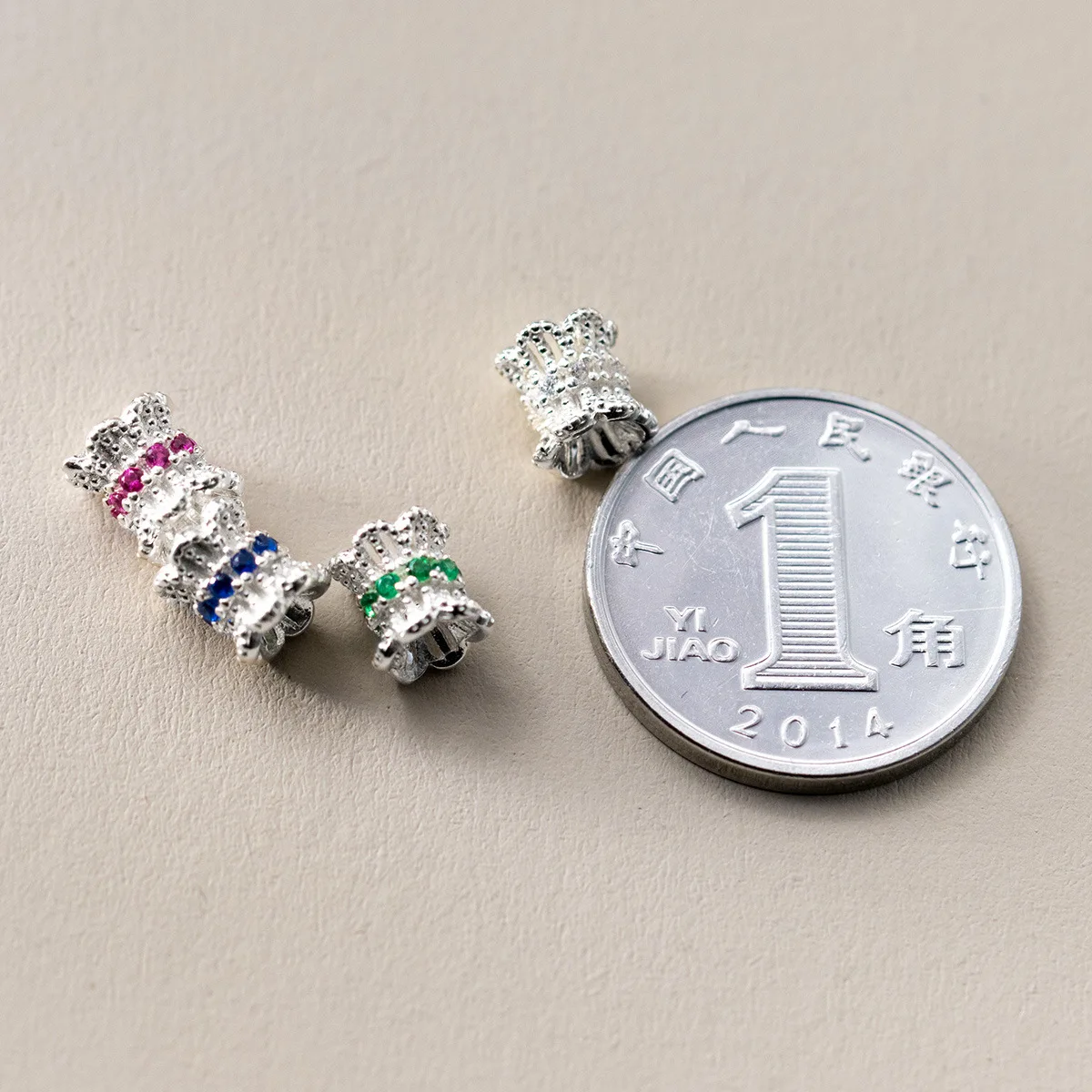 1pc 925 Sterling Silver Double Head Flower Caps 6x6mm White/Hot-pink/Green/Blue AAA Zircon Bead Cap Spacers DIY Jewelry Findings