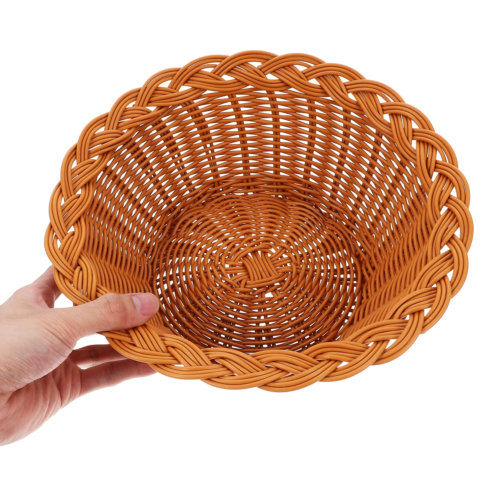 

Fruit Bread Basket Simulated Rattan Woven Storage Tray Kitchen Desktop Organizer Serving Basket For Home Hotel Decor