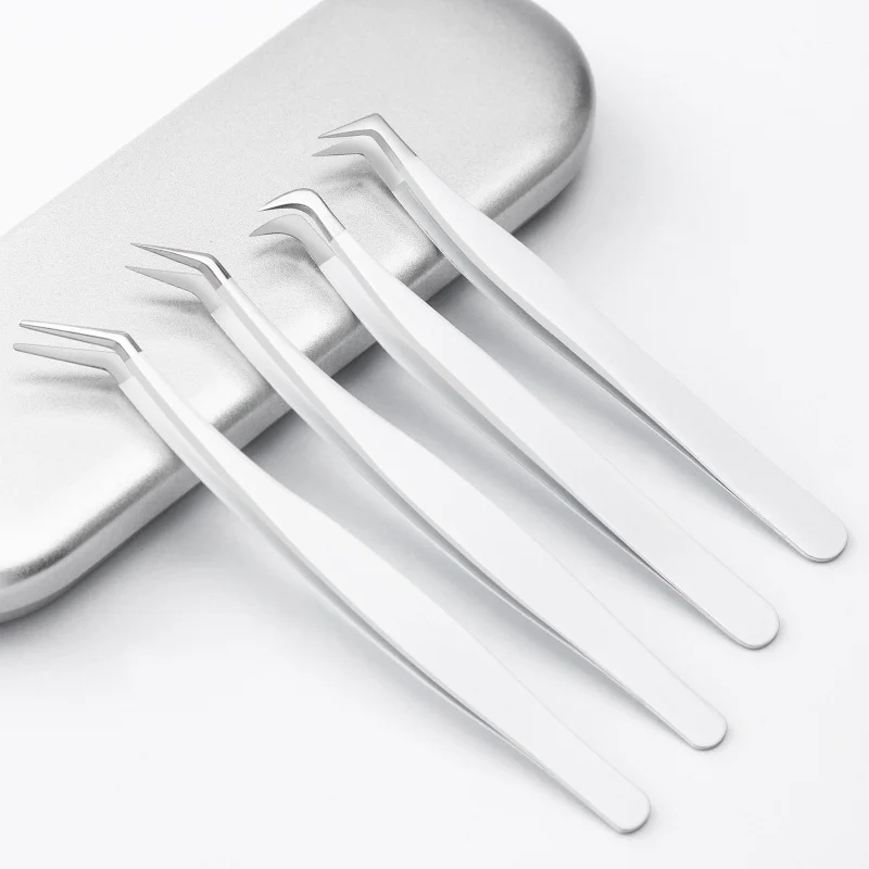kua1 Pc Pinça Extensões de Cílios Pinça Superhard de Aço Inoxidável Rosa Maquiagem Estática com Pontas de Fibra de Alta Precisão