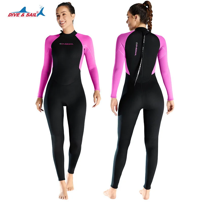 2MM one-piece diving suit for women long sleeved cold resistant and warm diving suit, snorkeling and surfing winter swimsuit