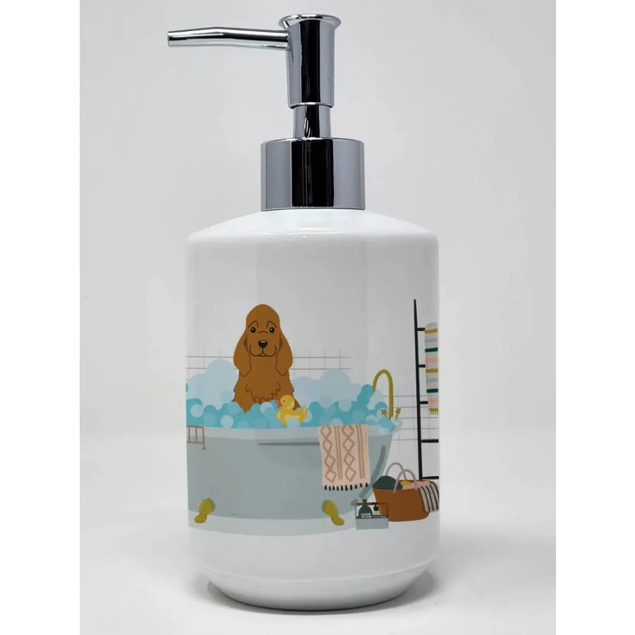 

Red Cocker Spaniel in Bathtub Ceramic Soap Dispenser Hand Soap Dispenser Pump Bottles for Bathroom Kitchen Empty Refillable Liq