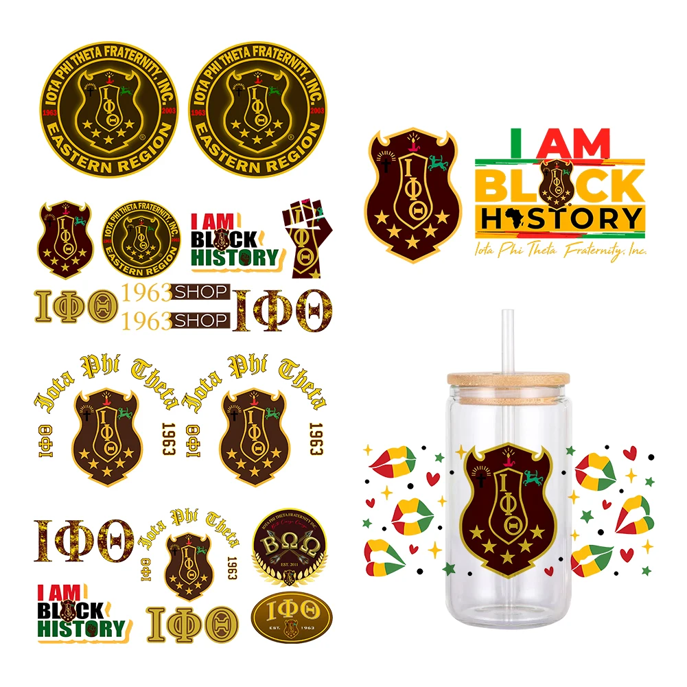 Iota Phi Theta Fraternity UV DTF Transfer Sticker Waterproof Transfers Decals For 16oz Glass Cup Wrap Stickers