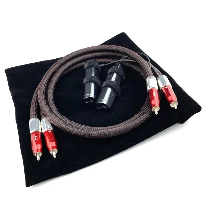 Audiophile FIRE Analog RCA Interconnect Cable HiFi Audio Signal Line with Silver Plated Red Copper Plug