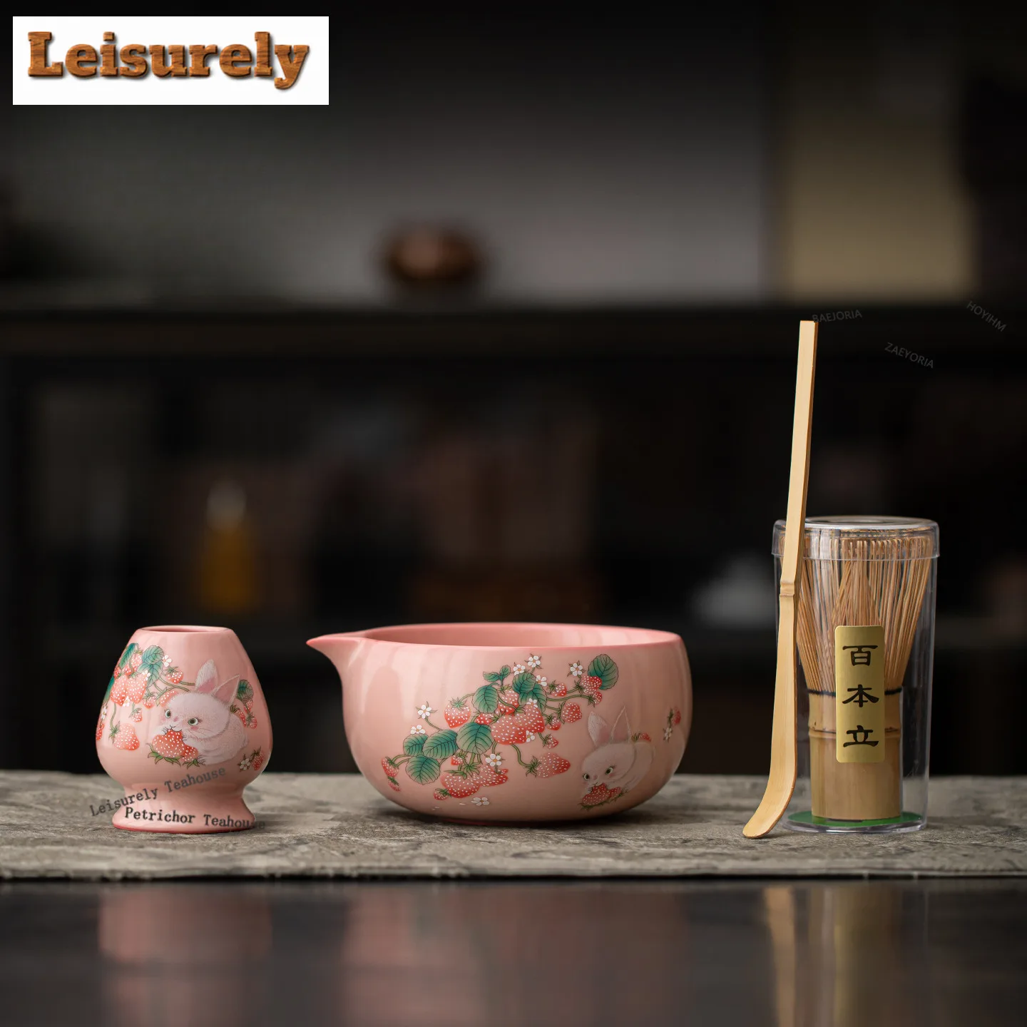 HOYIHM Pink Ru Teeservice Komplettset Japanisches Matcha-Set Grüntee-Pulver Teezeremonie-Küchenzubehör für Getränkeshops