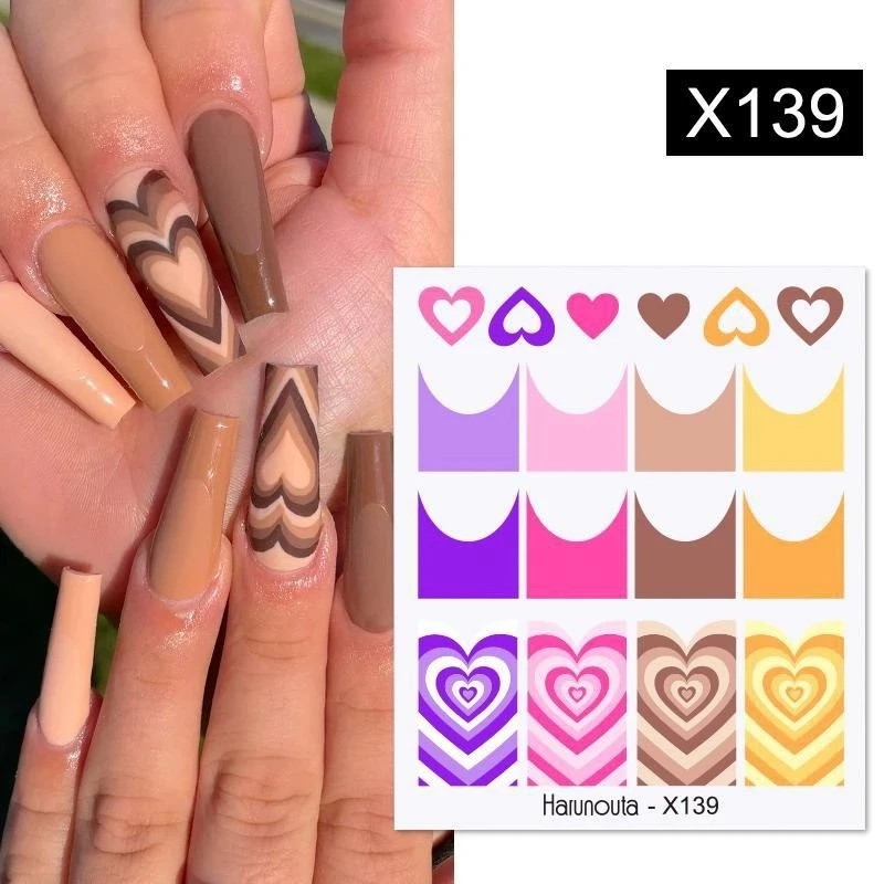 1pc Back Glue Nail Stickers Heart Florals Butterflys Decals Tropical Water Snakes Stickers Decoration For Nail Art Manicure WaS8