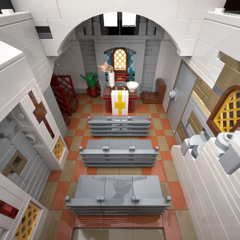 도시 건물 모델 Moc 빌딩 벽돌 고대 ChurchModel 기술 모듈 형 블록 선물 크리스마스 장난감 DIY 세트 조립