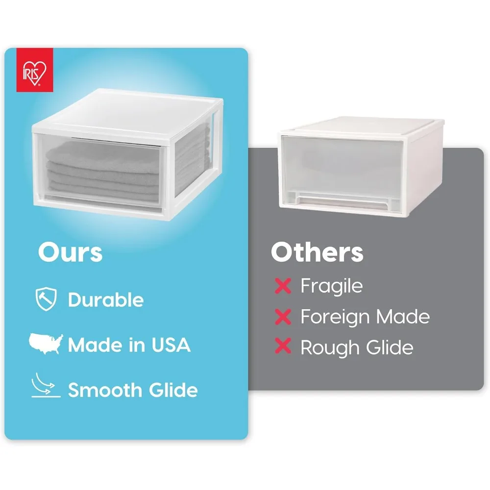 أدراج بلاستيكية قابلة للتكديس سعة 30 لترًا للتخزين، مجموعة مكونة من وحدتين مع أدراج منزلقة لغرفة النوم وتنظيم الخزانة