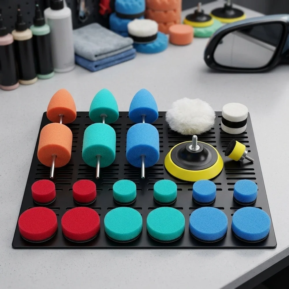 Wool Polishing Pads Buffing Polishing Pads Kit Flexible Washable Sponge Color-coded Roughness Levels Hard-to-reach Area Cleaner
