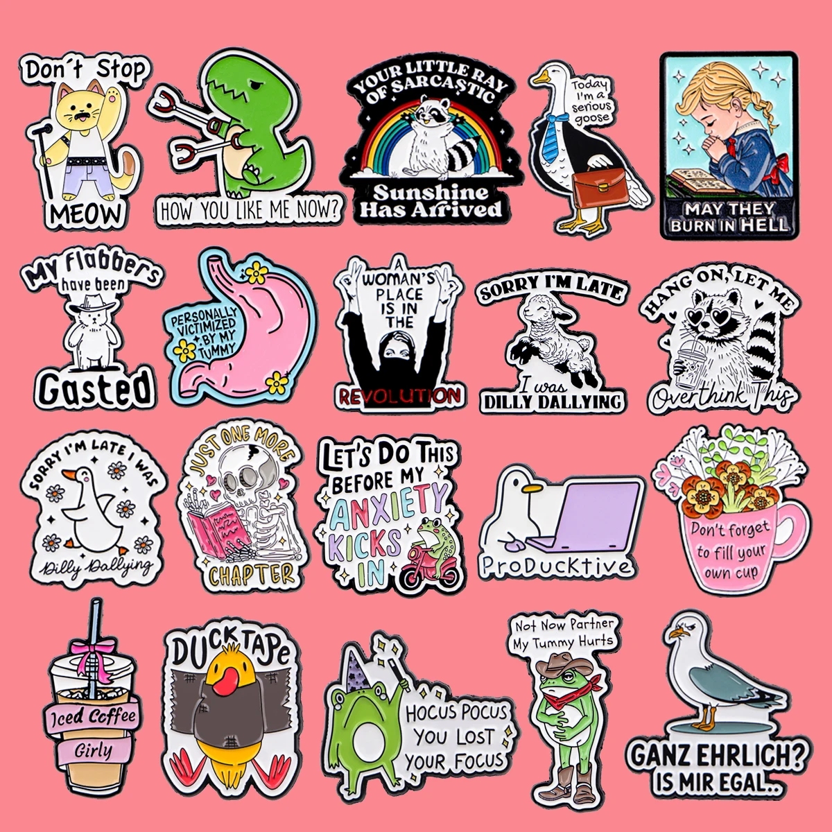 Cartoon Cats Enamel Pin Cute Thing Quotes Women's Brooch Lapel Pins for Backpacks Jeans Brooches Adorn Jewelry Accessories Gifts