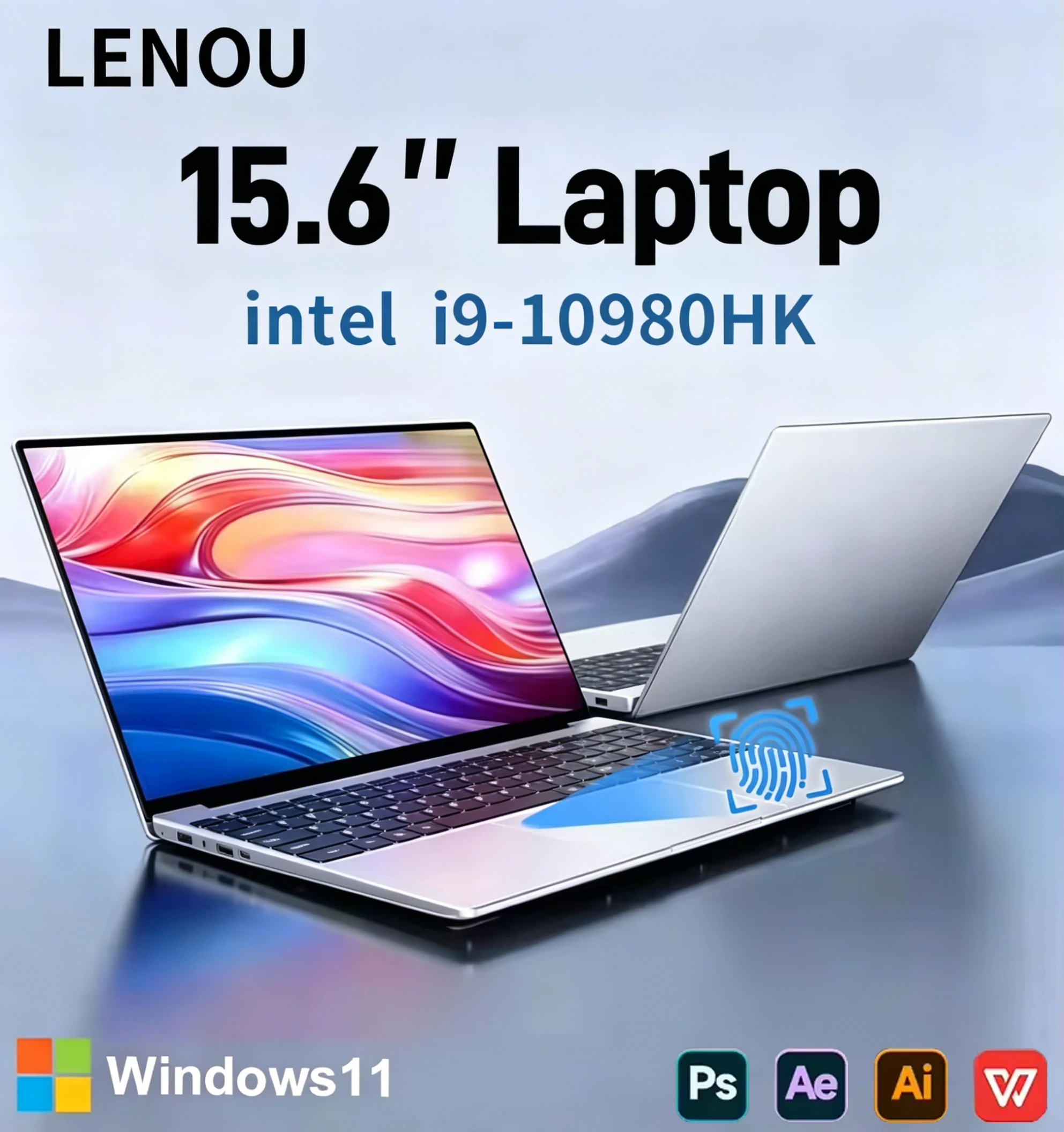 LENOU Laptop Ultra Delgado de 15.6" para Juegos, Intel Core i9-10980H, 32GB RAM, 2TB SSD, 1920x1080, Windows 11, Oficina, Estudio, Uso Doméstico, Nuevo Modelo