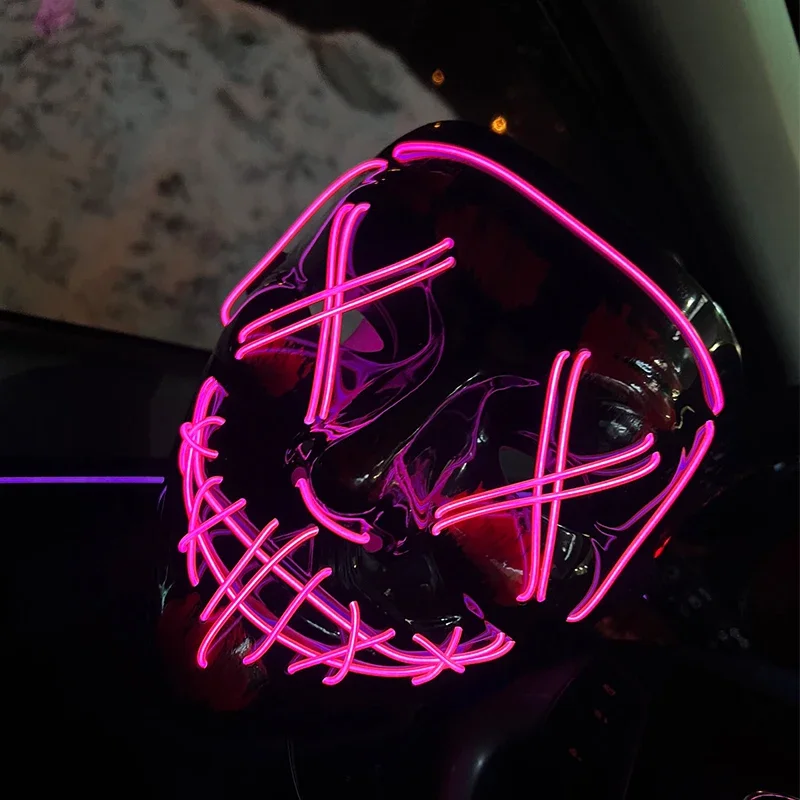 Glowing Funny Dress Up Party Masks Wireless Neon LED Purge Mask Glow Dark Cosplay Horror Mask Halloween Masquerade Party Masks