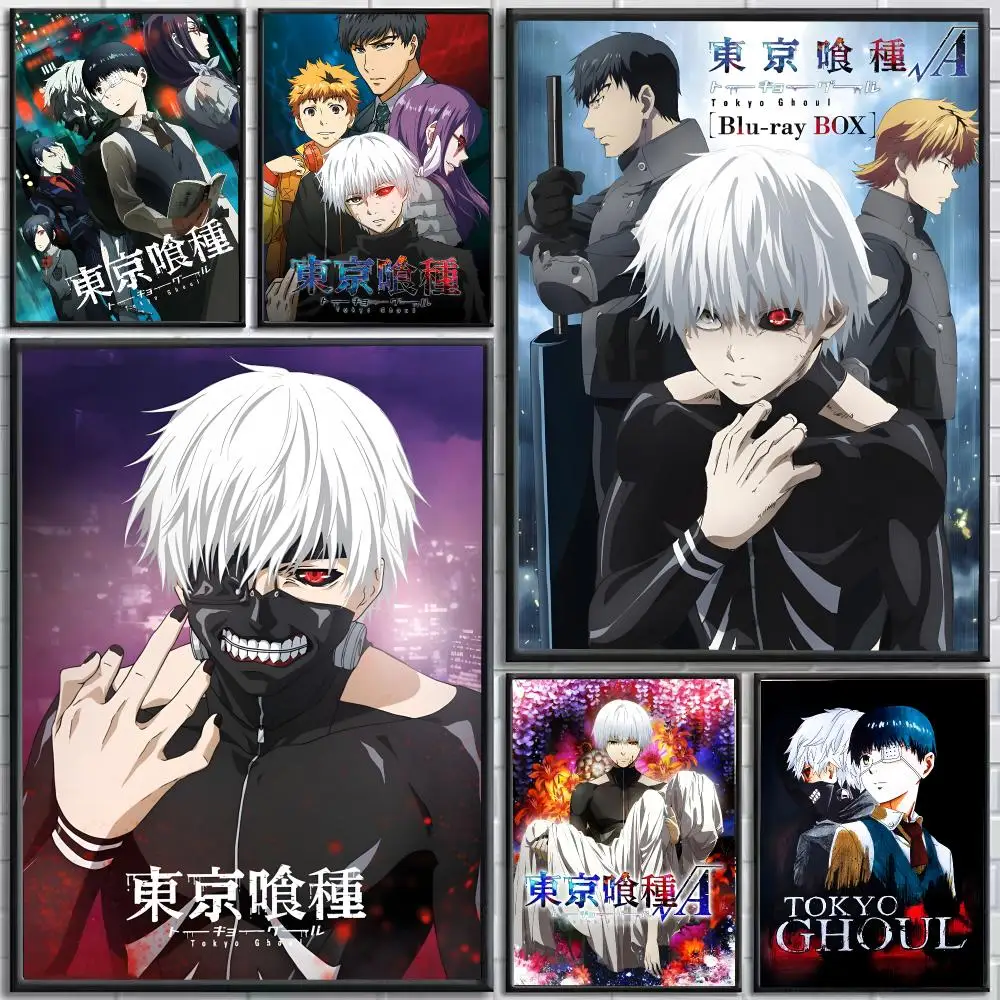 Anime Tokyo Ghoul Poster Self-Adhesive HD Mural Wall Decals, Living Room Bedroom Home Decor Gift