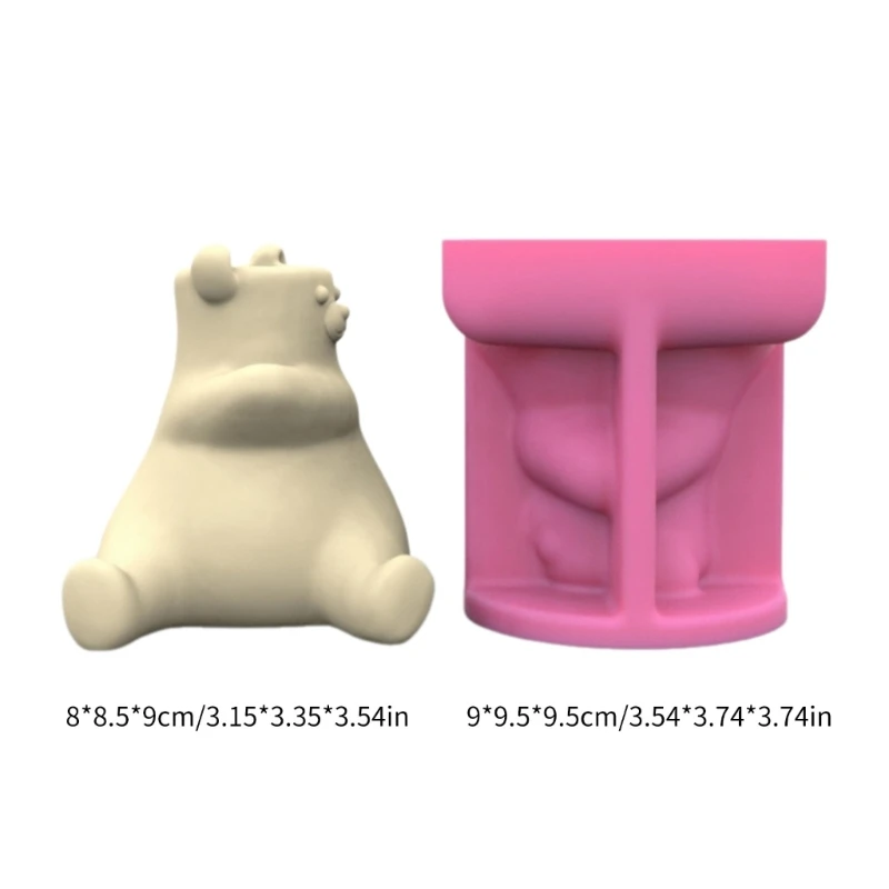 3D Bear Gypsum Silicone Mold DIY Succulent Concrete Flower Pots Vase Plaster Cement Mold Pen Holder Molds Decors