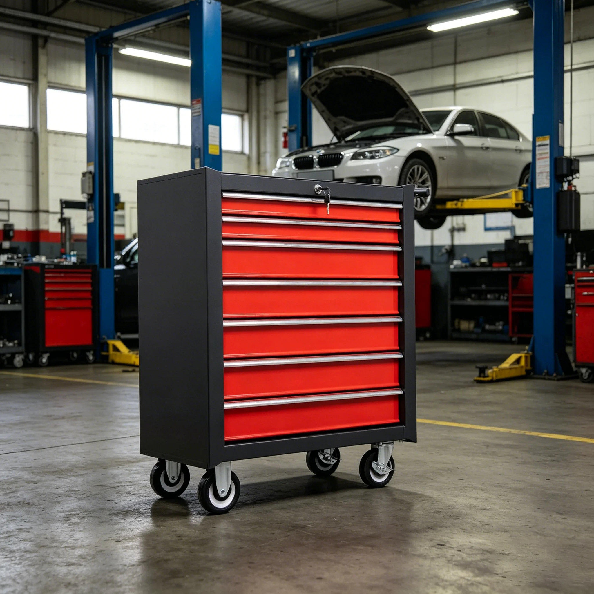 With Wheels For Mechanic W 7 Drawer Steel Tool Cart, Heavy Duty Lockable Tool Cabinet orkshop & Industrial Storage