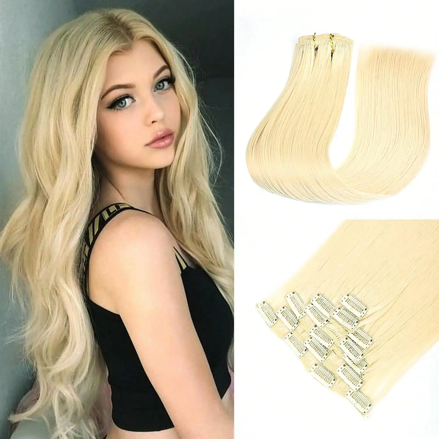 

Straight Hair Extensions 24 Inch Clip In Hair-7 Pcs/Set Long Straight Hair Extension Full Head Synthetic Hairpieces For Women