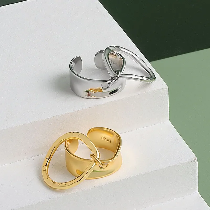 Регулируемое серебряное кольцо с геометрическим узором, модное модное кольцо на палец для очаровательных женщин, вечерние ювелирные изделия, подарок