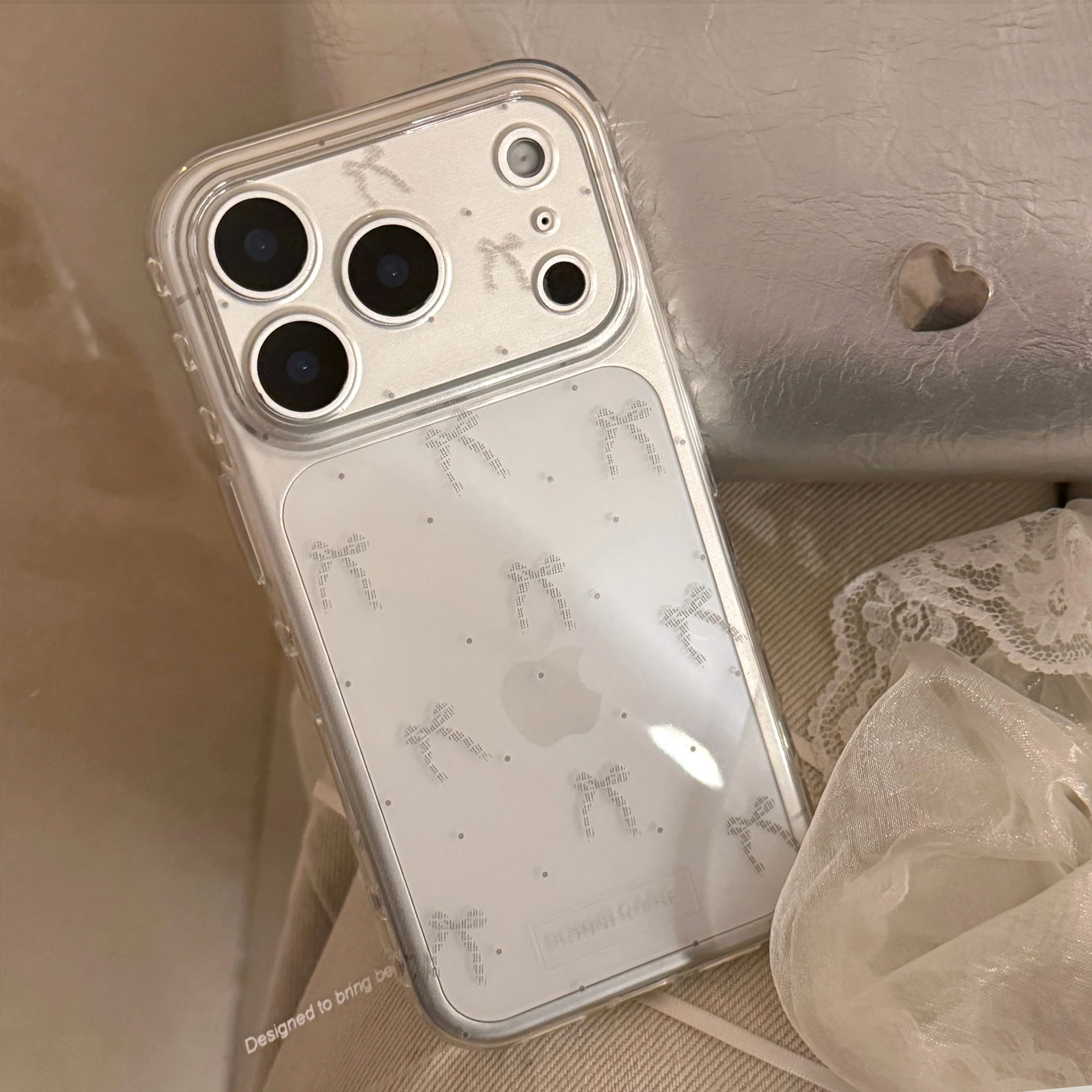 Transparente Handyhülle mit niedlicher Schleife für iPhone 17promax 13 14 15 16 Pro Max, koreanische Polka Dots, stoßfeste Schutzhülle aus weichem Abdeckung