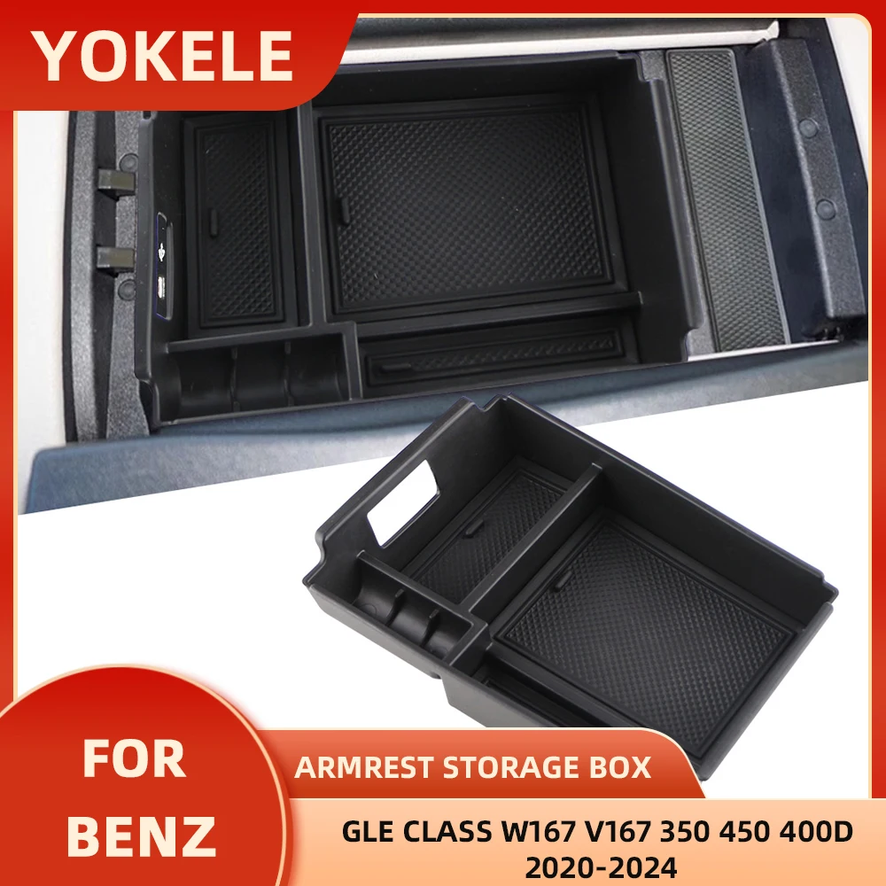 Armrest Storage Box for Mercedes Benz GLE Class W167 V167 350 450 400d 2020-2024 Central Glove Tray Holder  Auto Interior Acc.