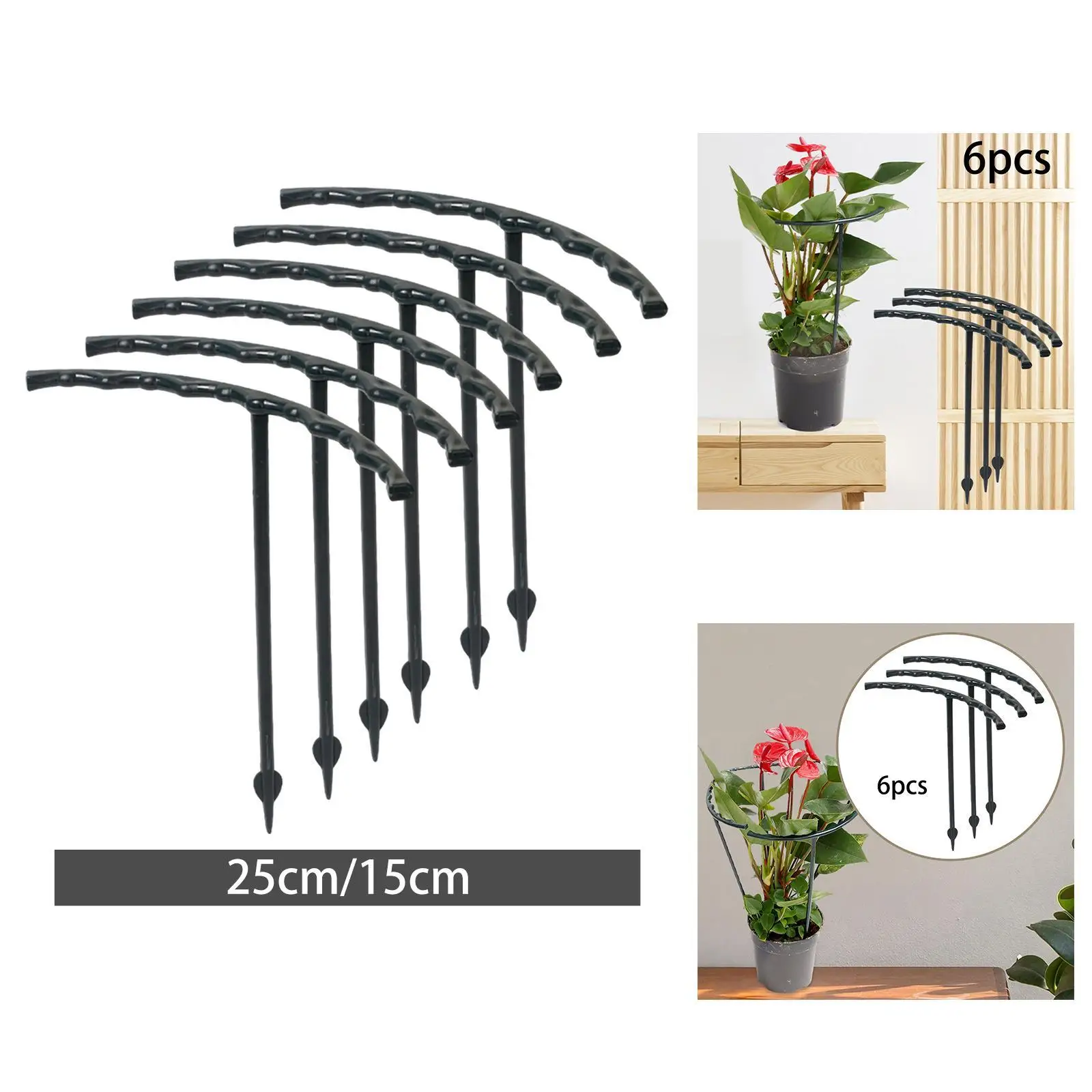 

6x Plant Support Stakes Easy to Install Supporting Holder Garden Supplies Plant Cages for Rose Bush Vine Tomato Indoor Plants
