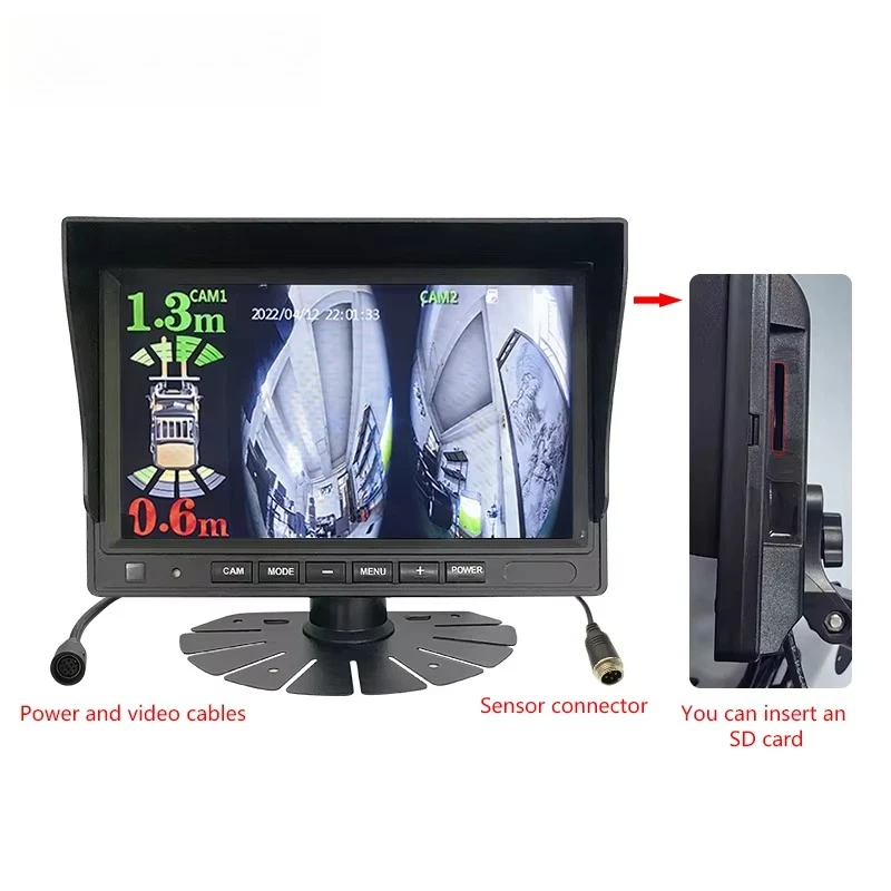 7 "الرقمية عكس وقوف السيارات شاحنة احتياطية حافلة مقاوم للماء للرؤية الليلية 1080P شاشة سبليت وقوف السيارات الاستشعار النوع الأمامي #3