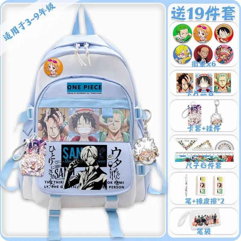 One Piece New Cartoon Student Schoolbag Lightweight Casual Large Capacity Shoulder Pad Stain-Resistant Backpack