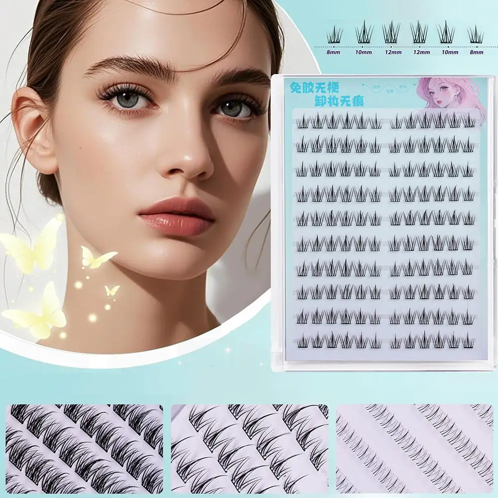 10 Rows Glue-Free Natural Long Thick Segmented Eyelash Extension Self Adhesive No-Removal Daily Use Grafting False Eyelashes