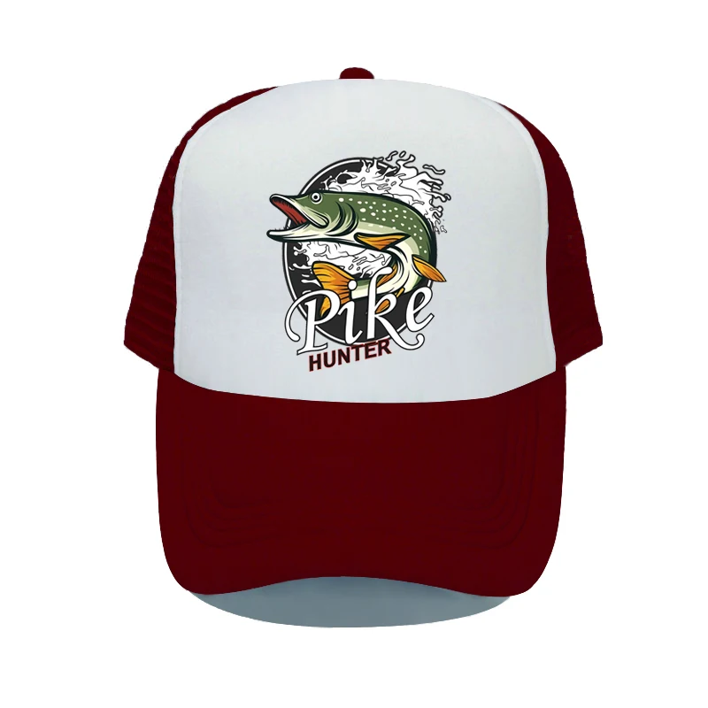 Pike Hunter Fishing Snapback Cap for Men Women Sea Fish Barracuda Camouflage Fishermen Hats Angling Trucker Hat For Fisher YP104