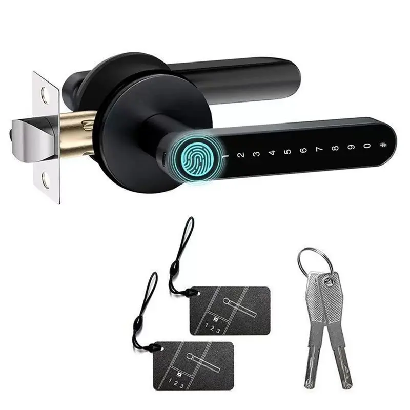 AS95-Smart Door Lock, Keyless Entry Door Locks With Handle, Fingerprint Door Lock For Bedroom,APP Control Wireless Door Lock