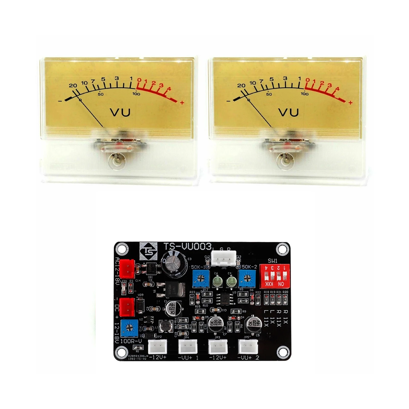 2pcs T-90 VU Meter DB Level Header Chassis Backlight W/1pc Driver Board