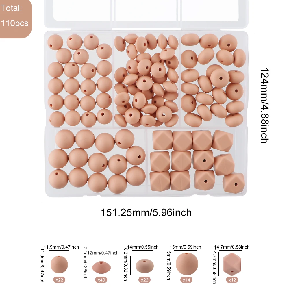 Kovict 110 Pieces Silicone Beads Multicolor 5