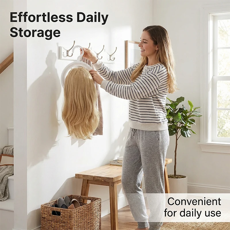 Foldable Multi-use Storage Hanger, Round Support Design, Perfect for Organizing Wigs, Hats, Scarves in Closet or Travel Bag